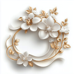 A white paper scroll with golden metallic trim and a crown embossed open paper no background landscape mode