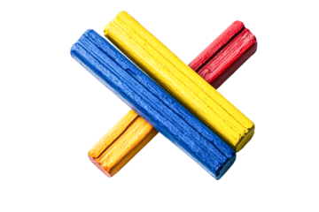 Colorful wooden sticks crossed vibrant hues playful arrangement