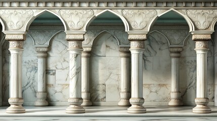 Fototapeta premium Elegant Marble Architecture with Arched Columns and Intricate Design