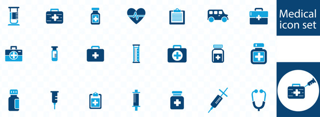 Medical icon collection. Health care icon set isolated on white background.