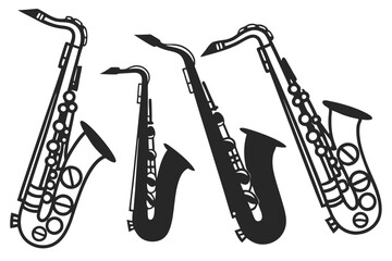 set of Saxophone silhouette vector illustration
