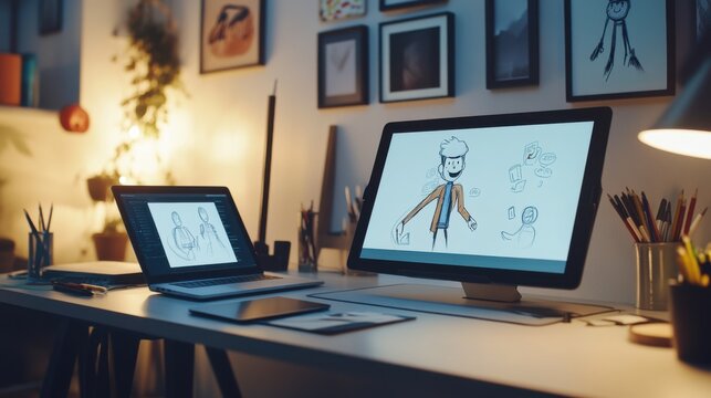 Video generation for an animated explainer video in a creative studio. Featuring innovation and design