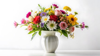 Naklejka premium Colorful Spring Bouquet in White Vase