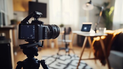 Video generation for an online class in a quiet study room. Featuring education and focus