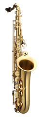 Jazz. One beautiful saxophone isolated on white