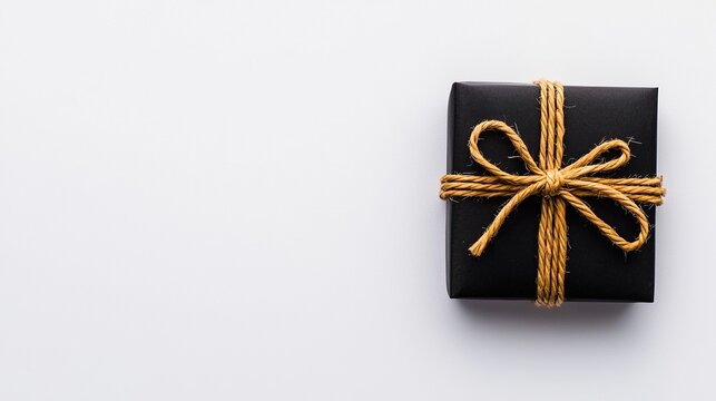 Black Gift Box with Jute Bow  Minimalist Present