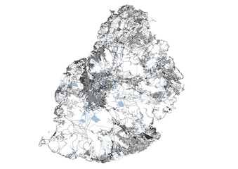 vector map of highway, waterways and buildings in the mauritius black and white color