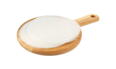 Edible rice paper sheets isolated on white