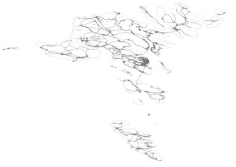 vector map of highway and buildings in the faroe islands black and white color