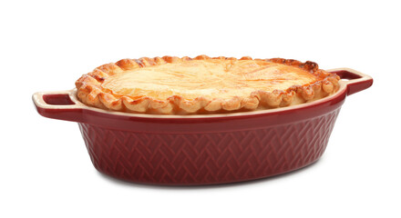 Delicious fresh homemade pie isolated on white