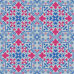 cross stitch ethnic embroidery needlework abstract artwork seamless geometric pattern printed background fabric wallpaper handdrawn line colorful template fashion element
