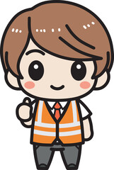 Delivery man wearing orange vest design art 