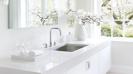 Modern White Bathroom Sink  Luxury Interior Design  Minimalist Decor