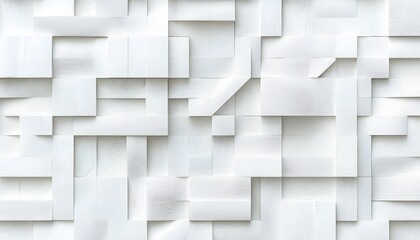 Abstract White Wooden Geometric Block Wall Art