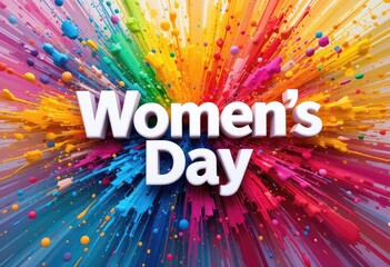 Women's Day Colorful Celebration with Abstract Radial Paint Explosion Background