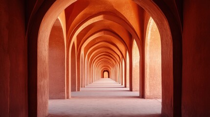 Naklejka premium Serene Architectural Arches in Warm Tones at an Ancient Structure
