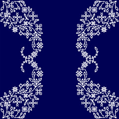 stitch Japanese Sashiko pattern embroidery abstract seamless geometric ornaments white stitch line artwork indigo blue background fashion design template decoration hand drawn printed needlework quilt