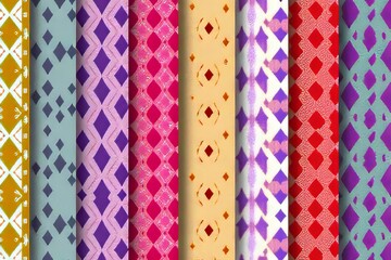 Colorful Geometric Patterns Fabric Designs for Textiles and Crafts