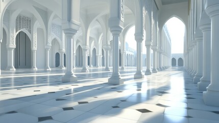 Serene Architectural Interior with Arches and Light Play