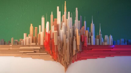 Abstract Cityscape  Wooden Skyscrapers  Modern Architecture  Urban Design