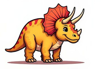 Fototapeta premium Cute Cartoon Triceratops Illustration for Kids