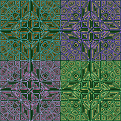  stitch embroidery fabric pattern needlework seamless geometric abstract culture decorative hand drawn tribal asian template printed colorful line artwork black background quilt wallpaper 