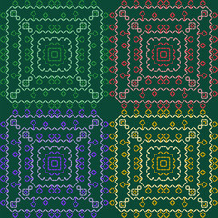  stitch embroidery fabric pattern needlework seamless geometric abstract culture decorative hand drawn tribal asian template printed colorful line artwork black background quilt wallpaper 