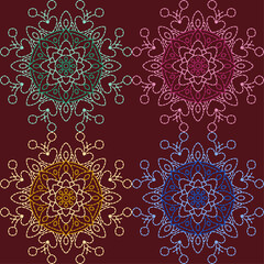  stitch embroidery fabric pattern needlework seamless geometric abstract culture decorative hand drawn tribal asian template printed colorful line artwork black background quilt wallpaper 