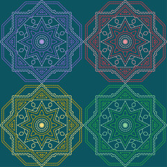  stitch embroidery fabric pattern needlework seamless geometric abstract culture decorative hand drawn tribal asian template printed colorful line artwork black background quilt wallpaper 