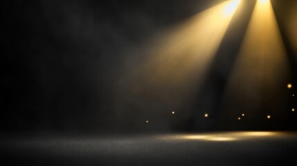 Charcoal black background with fine-grain texture and diffused golden stage light