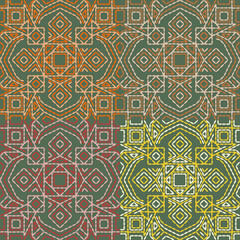 stitch embroidery fabric pattern needlework seamless geometric abstract culture decorative hand drawn tribal asian template printed colorful line artwork black background quilt wallpaper 
