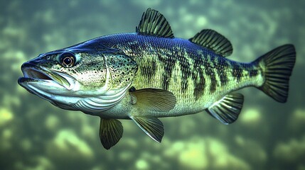 Fototapeta premium Stunning Largemouth Bass in Aquatic Habitat