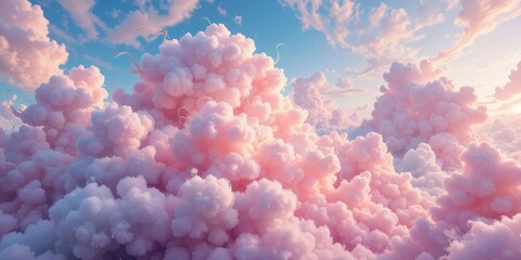 Fototapeta premium Pink Cloudscape Above Clear Sky with Light and Dreamy Feel