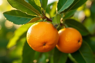 Fresh Oranges on the Tree, Ripe Citrus Fruits in Orchard