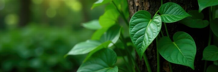 Dainty philodendron leaves curled around a tree trunk, dainty, philodendron