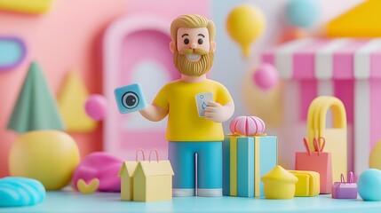 Obraz premium E-commerce growth, online and analytics : Live-stream shopping growth, influencer sales trends, social commerce.