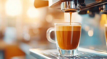 Morning ritual of brewing fresh espresso in a modern kitchen