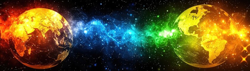 Colorful Earth in Space Background