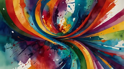 Vibrant, swirling rainbow hues