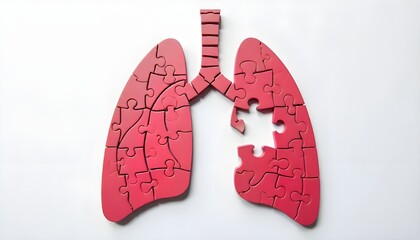 world tuberculosis day a lung shape made of different puzzle pieces, with one piece missing or distorted