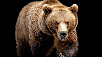 Obraz premium Portrait of a majestic Kamchatka bear against a dark background
