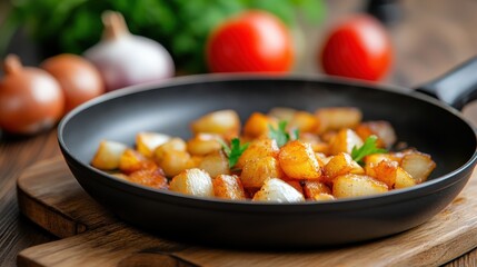 Frying sliced onions in a pan for a delicious culinary experience