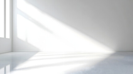 9窓から明るい自然光が差し込んでる洗練された白色空間ルーム　Gererated AI