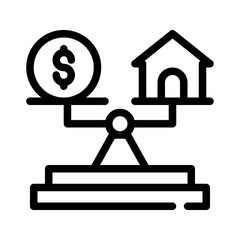 Stability coin and house depict financial balance. Ideal for finance, investments, real estate concepts, and illustrating the concept of balance.