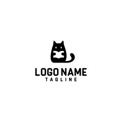 Cat reading a book monogram logo