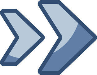 right arrow vector icon transparent background. replaceable blue color design