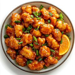 Spicy Orange Chicken Entree with Green Onions: A Colorful Asian Comfort Dish