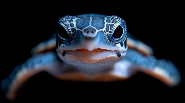 Adorable Baby Sea Turtle Closeup  Ocean Wildlife  Marine Reptile  Underwater