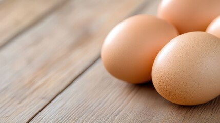 Hard-boiled eggs resting on rustic wooden floor basking in soft light