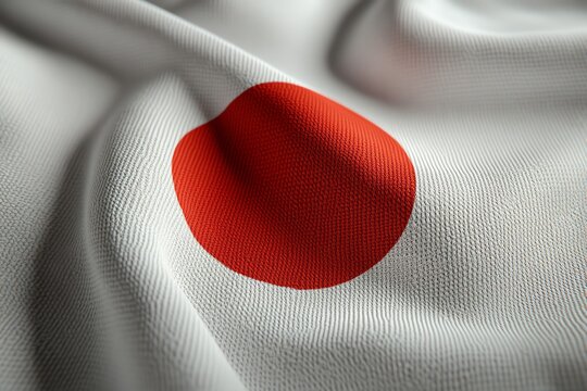 Close-up of Japan flags with cinematic lighting, blurry foreground, and hyper-realistic detail. Perfect for Japan-inspired art, culture, and advertising.